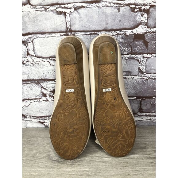 LE SAUNDA Ivory Leather Pink Croc Bow Peep Toe Wedges Women’s Sz 38EU/7.5M US - Picture 8 of 16